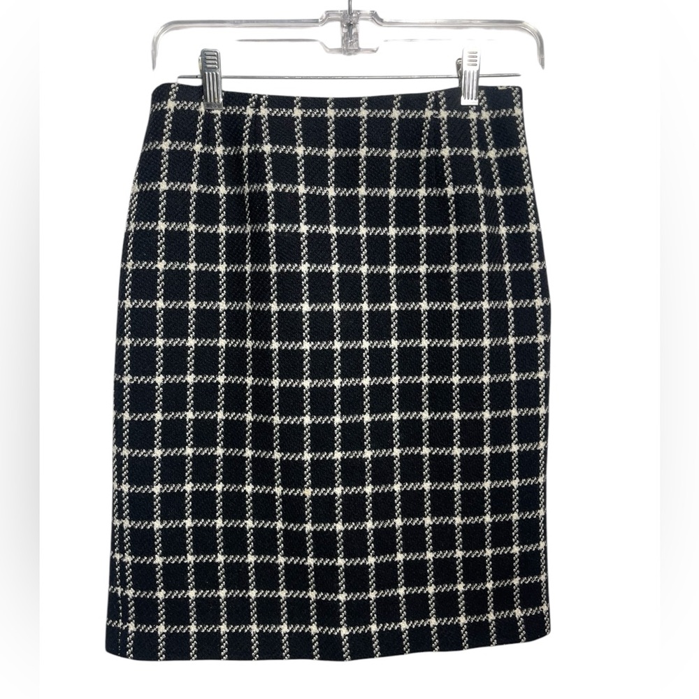 Talbots skirt size 4 black & white tweed 100% wool pencil skirt PERFECT! 🖤 - Picture 1 of 6
